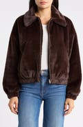 Thread & Supply Faux Fur Zip Bomber Jacket