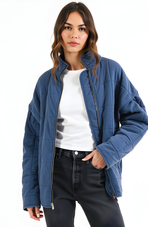 Quilted Jacket with Stand Collar