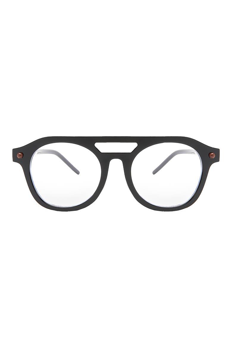 Dylan 50mm Square Blue Light Blocking Glasses, Main, color, BLACK/WHITE