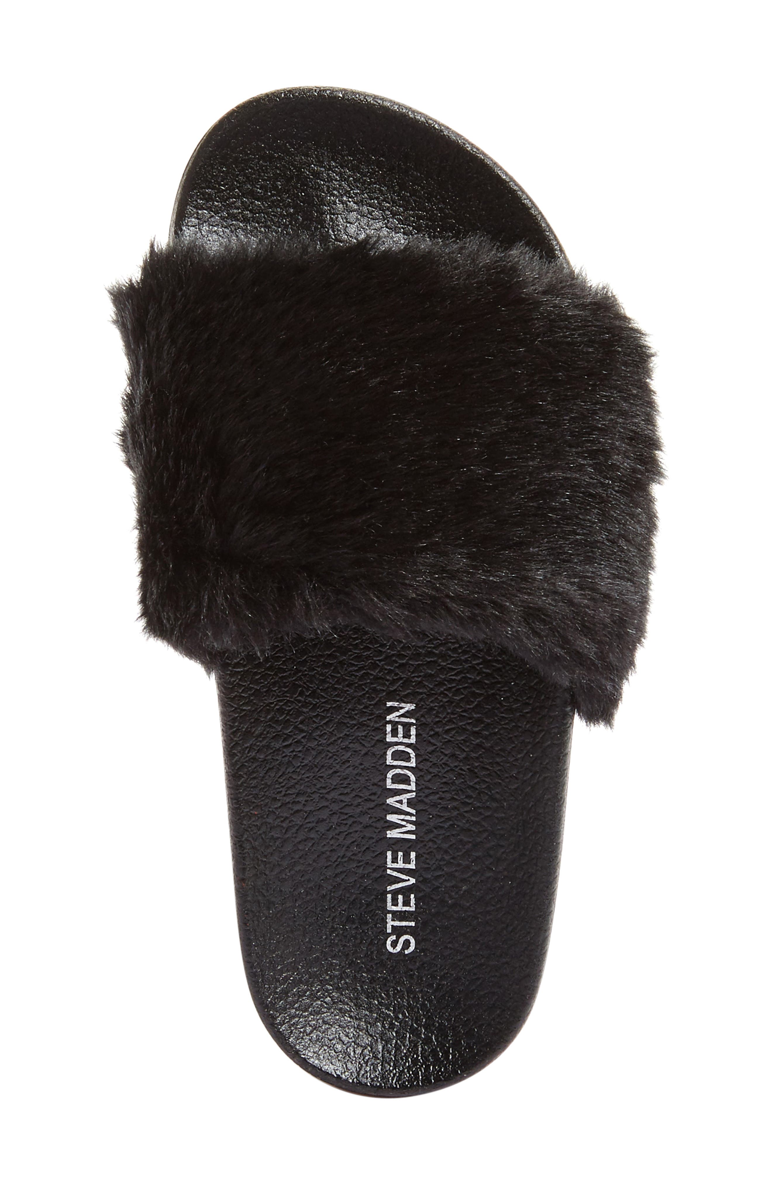 Softey Slide, Alternate, color, BLACK FAUX FUR