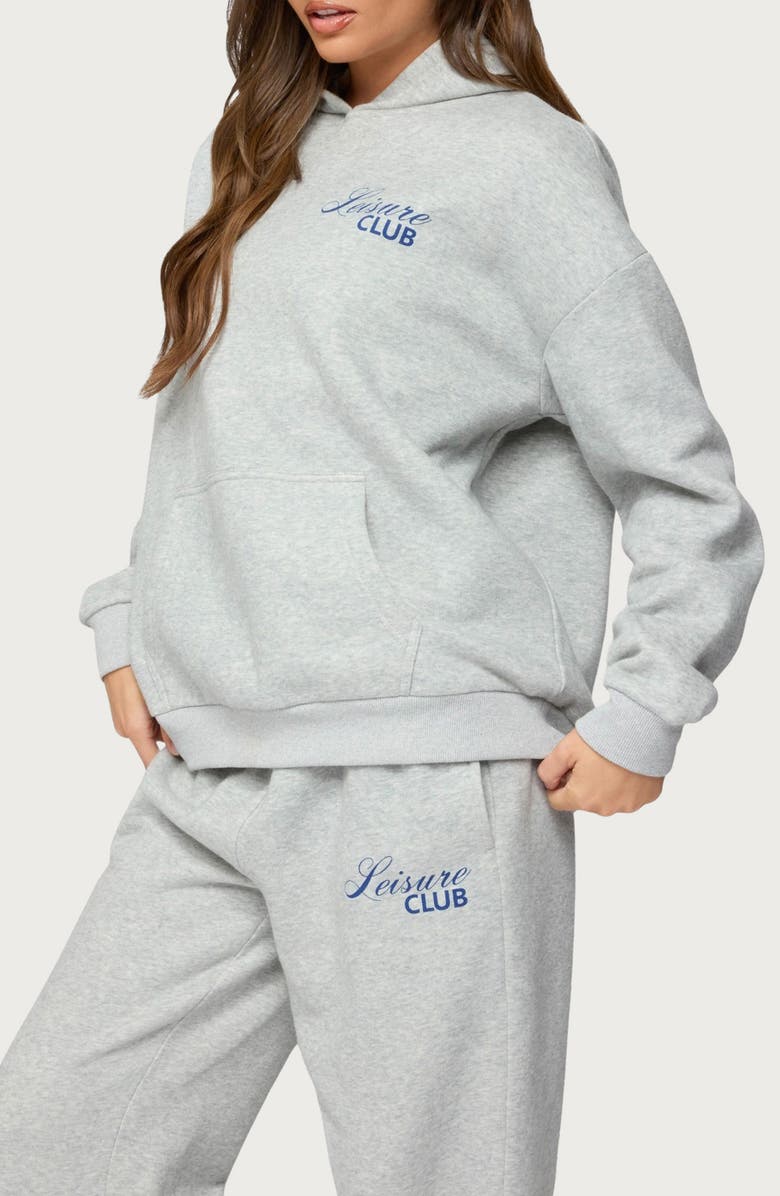 EDIKTED Leisure Club Hoodie, Alternate, color, Gray-Melange