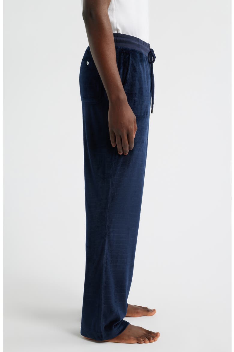 Angled Stripe Velour Pajama Pants, Alternate, color, NAVY