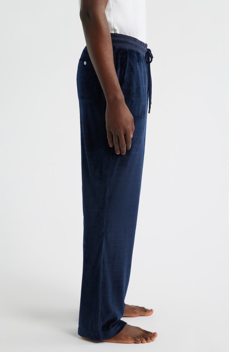 Daniel Buchler Angled Stripe Velour Pajama Pants, Alternate, color, Navy