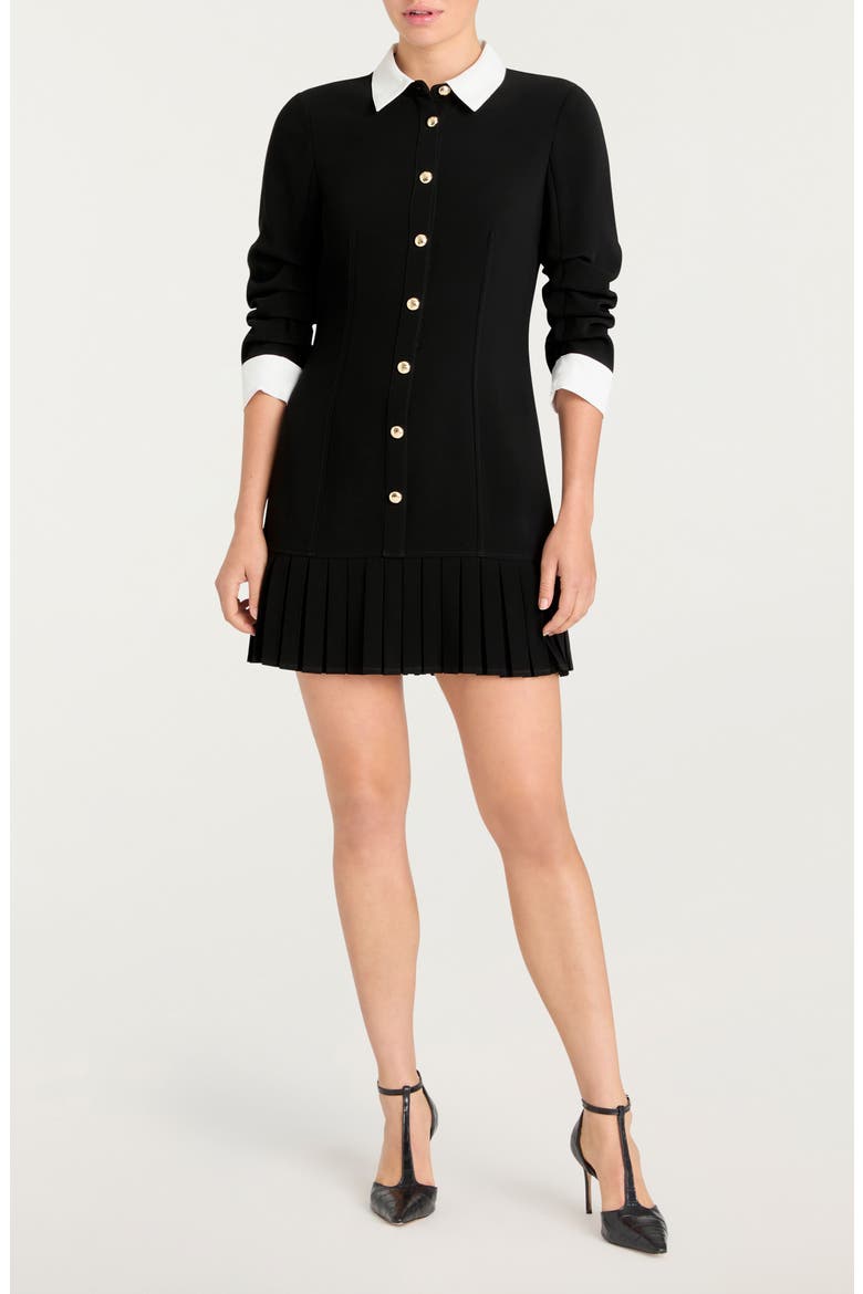 Lucilla Crepe Button-Up Minidress, Main, color, BLACK/ IVORY