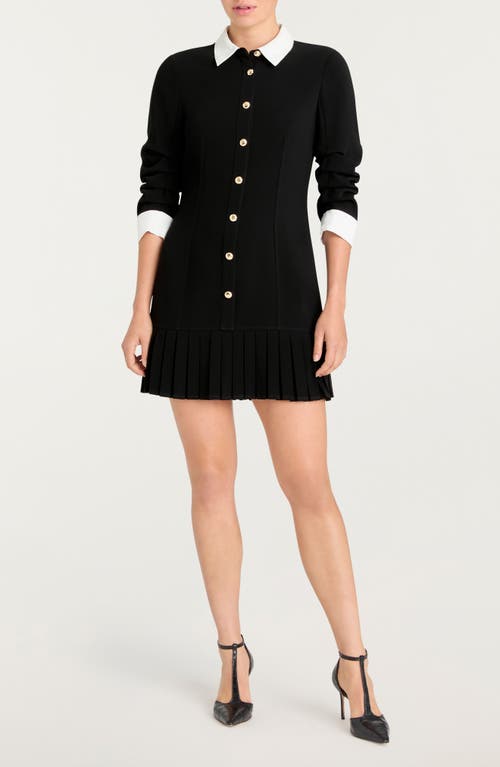 Cinq à Sept Lucilla Crepe Button-Up Minidress in Black/ivory at Nordstrom, Size 12