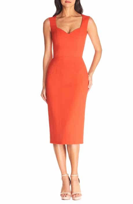 Dress the Population Elle Sweetheart Neck Sheath Midi Dress