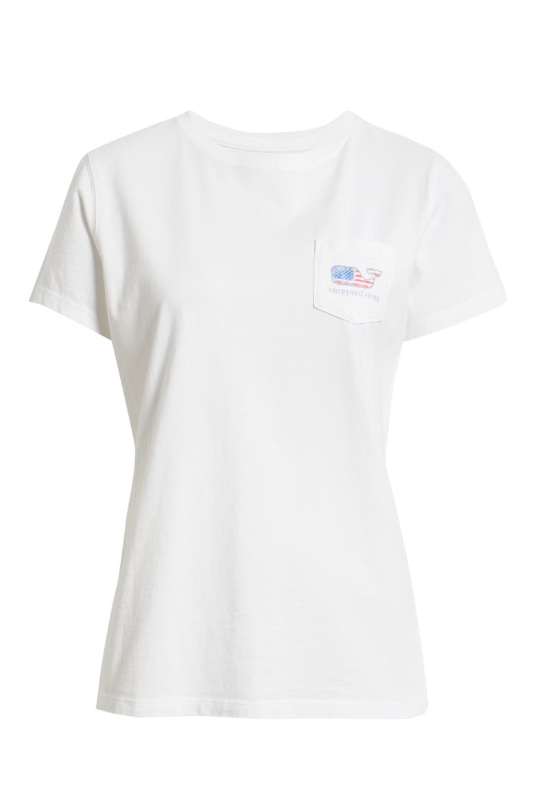 Flag Whale Graphic Pocket T-Shirt, Alternate, color, WHITE CAP