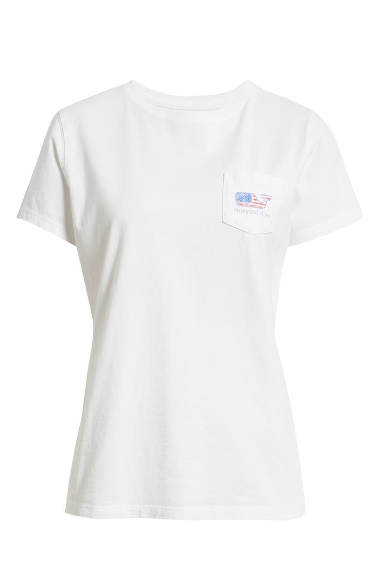 vineyard vines Flag Whale Graphic Pocket T-Shirt, Main, color, White Cap