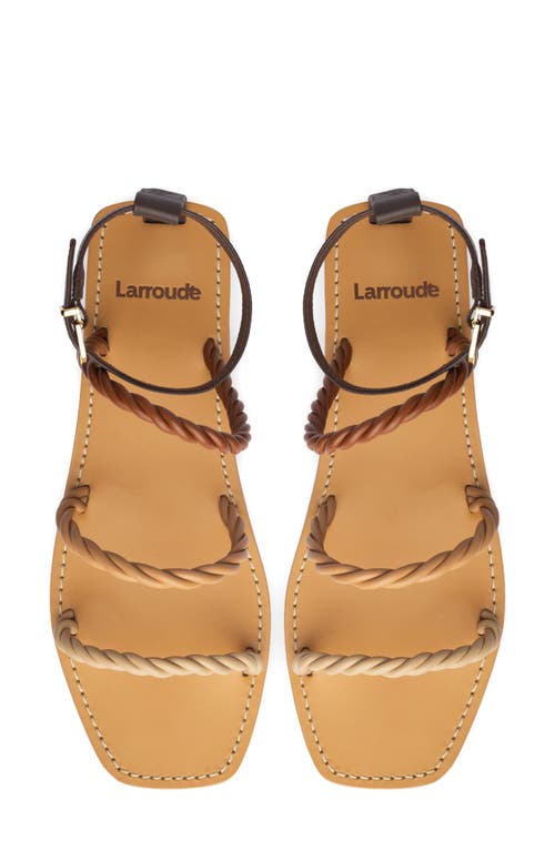 Larroude Larroudé Santorini Twist Strap Sandal In Brown/beige