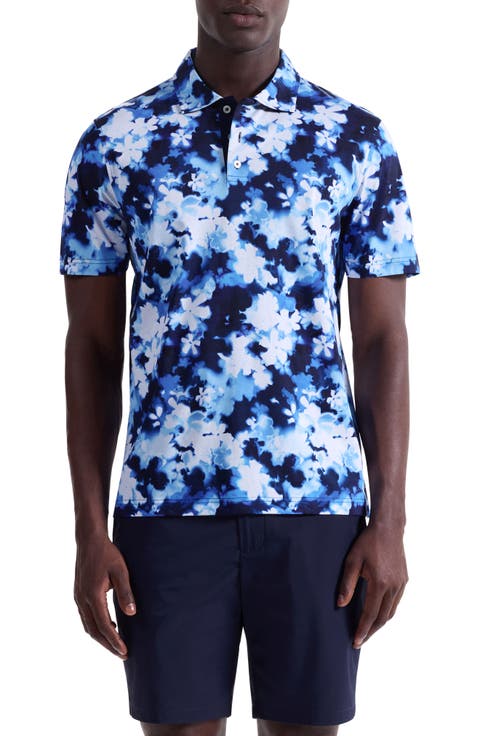 Hendrix Digital Blurred Floral Print Pima Cotton Polo