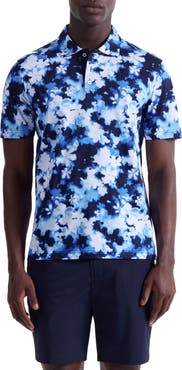 Bugatchi Hendrix Digital Blurred Floral Print Pima Cotton Polo