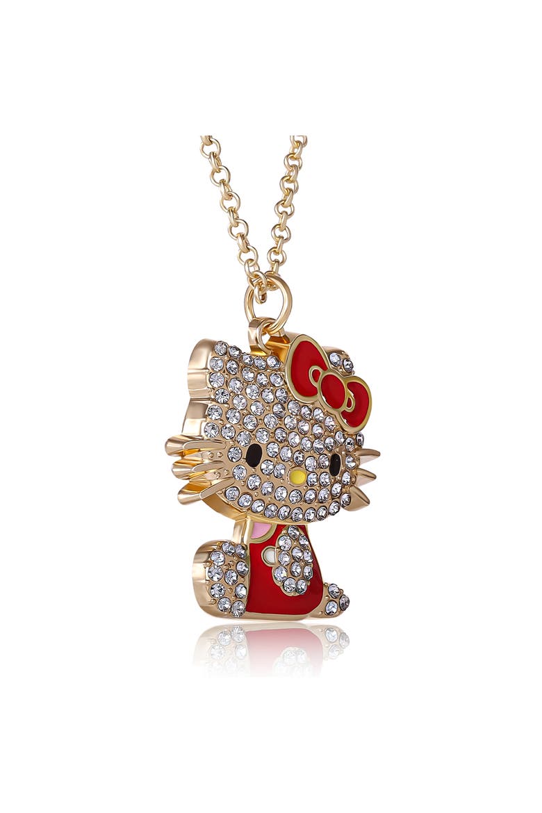 Crystal Pendant Necklace, Alternate, color, Red