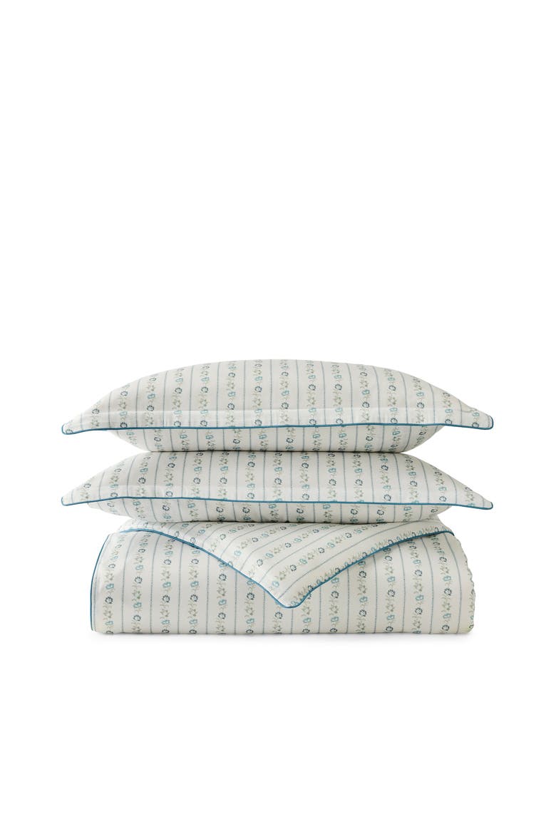 Rosamund Botanical Luxury Cotton Sateen Duvet Cover Sets, Main, color, Blue