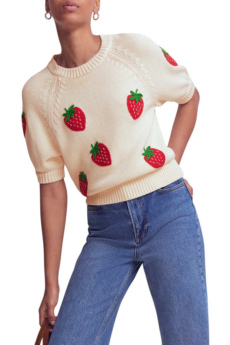 Margot Short Sleeve Strawberry Sweater, Main, color, STRAWBERRY