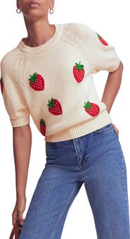 Boden Margot Short Sleeve Strawberry Sweater