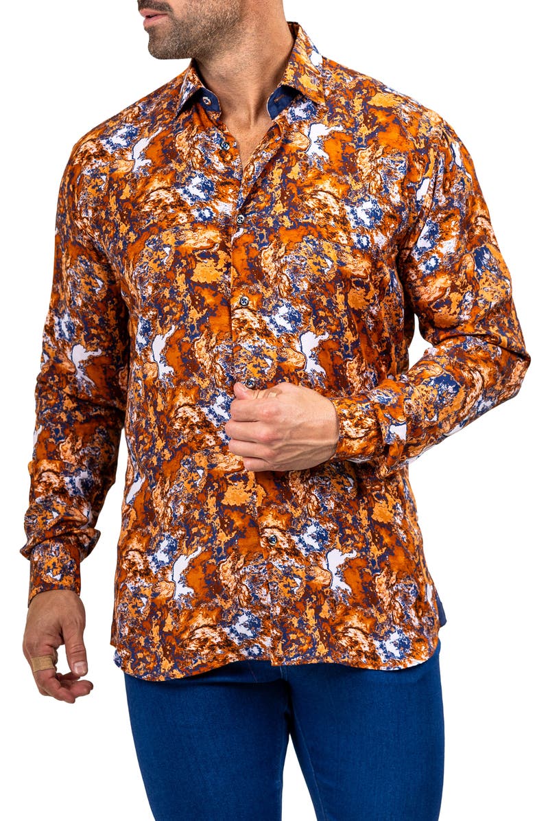 Maceoo Fibonacci Marthyr 0272 Contemporary Fit Button-Up Shirt, Alternate, color, Brown