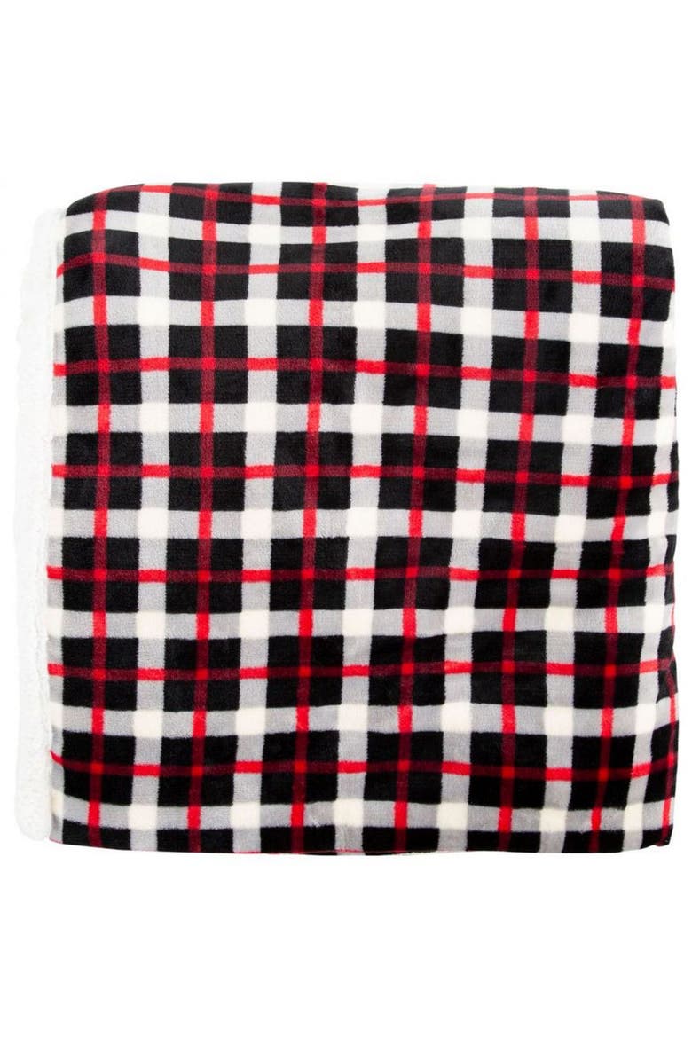 Vallon Fleece Blanket, Alternate, color, Red and Black and White