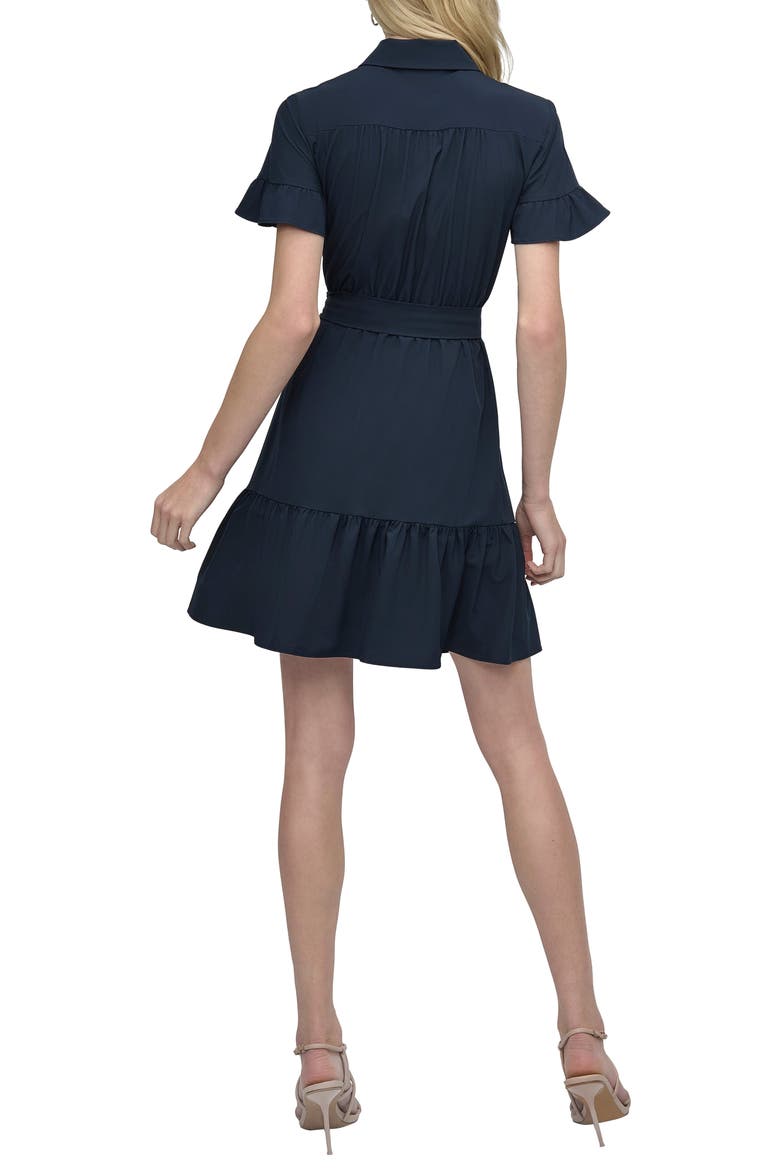 Ruffle Mini Shirtdress, Alternate, color, NAVY