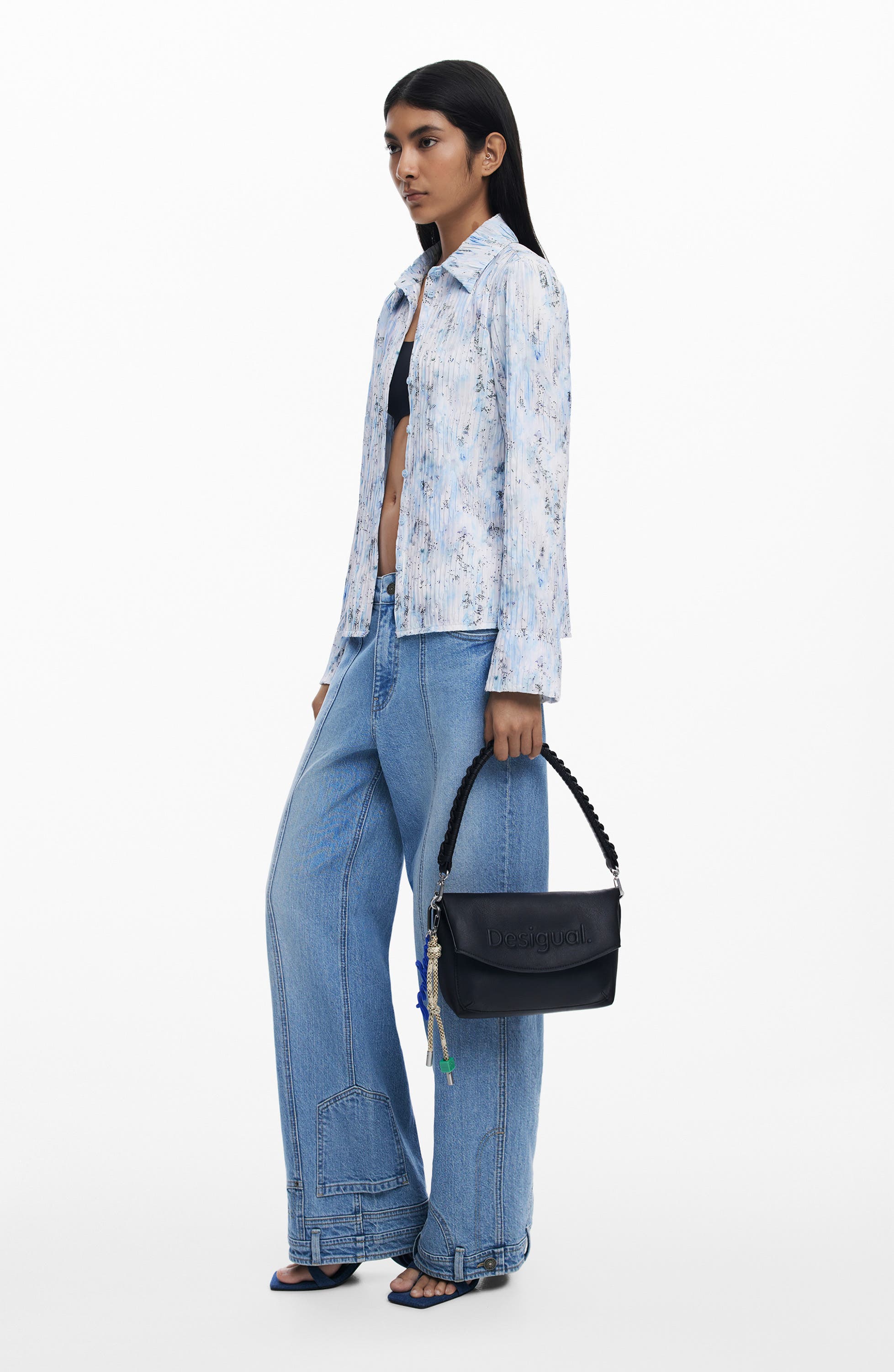 Desigual Medium Faux Leather Shoulder Bag, Alternate, color, Black