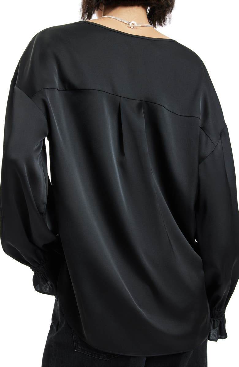 AllSaints Penny Long Sleeve High-Low Satin Top, Alternate, color, 