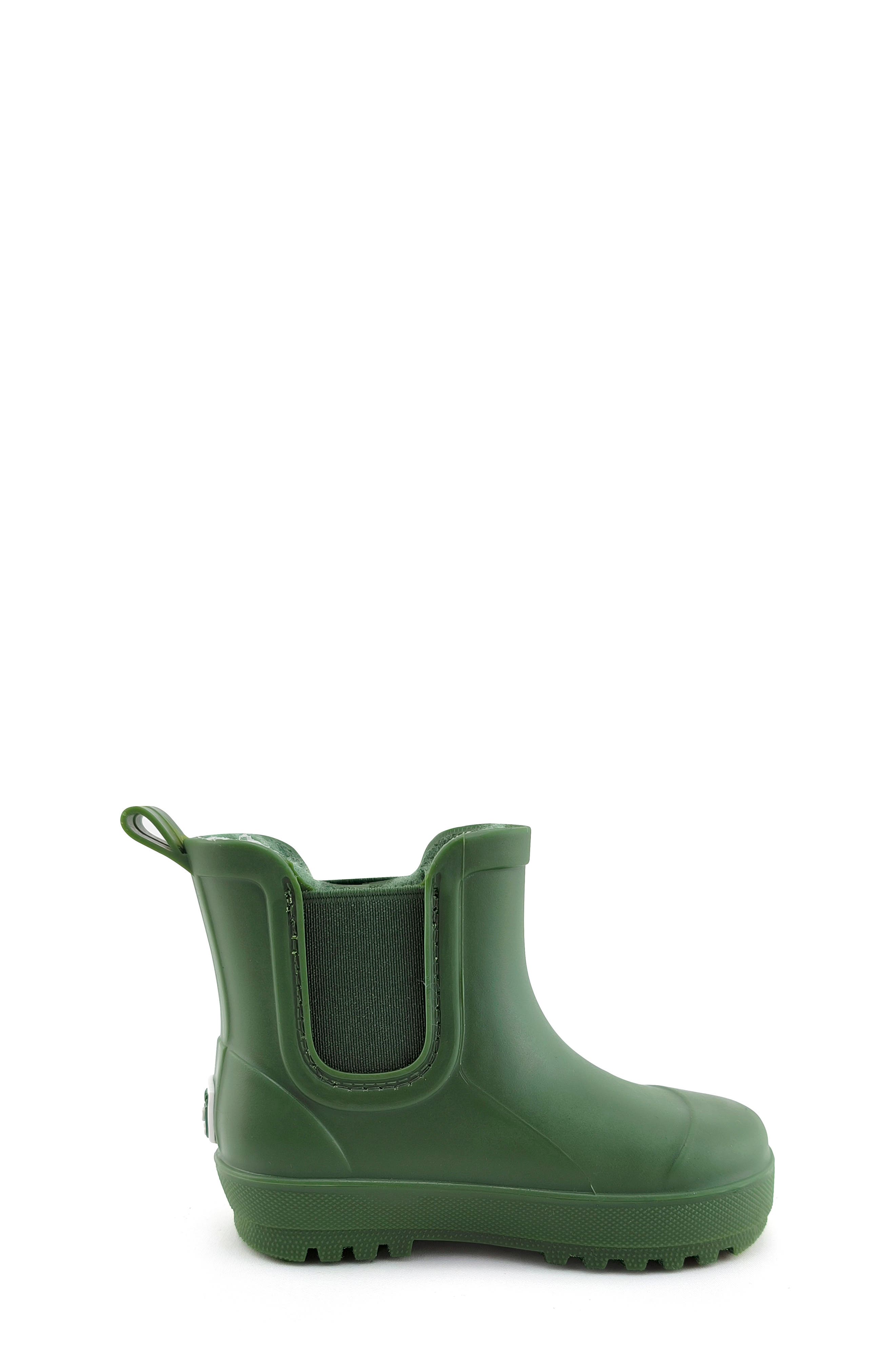 BEARPAW Kids' Shortie Rain Boot with Faux Fur Lining, Alternate, color, Hunter Green W/ Faux Fur