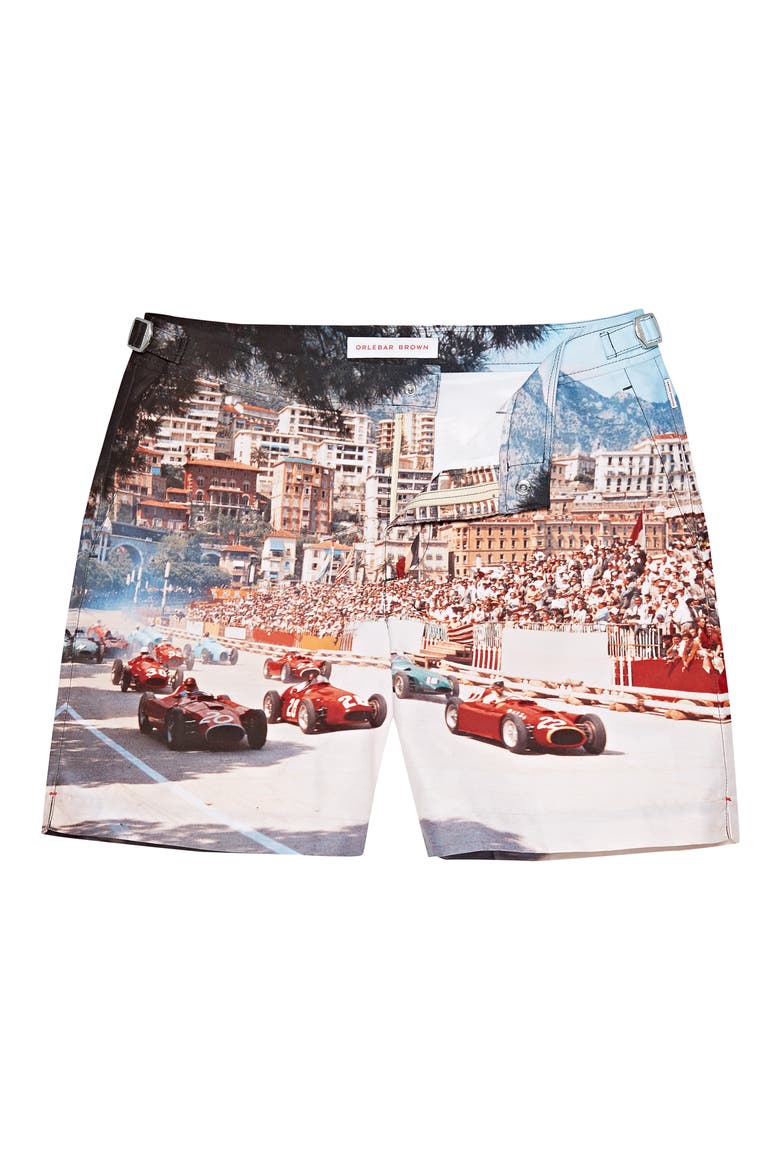 Bulldog Photographic Swim Trunks, Alternate, color, START YOUR ENGINES