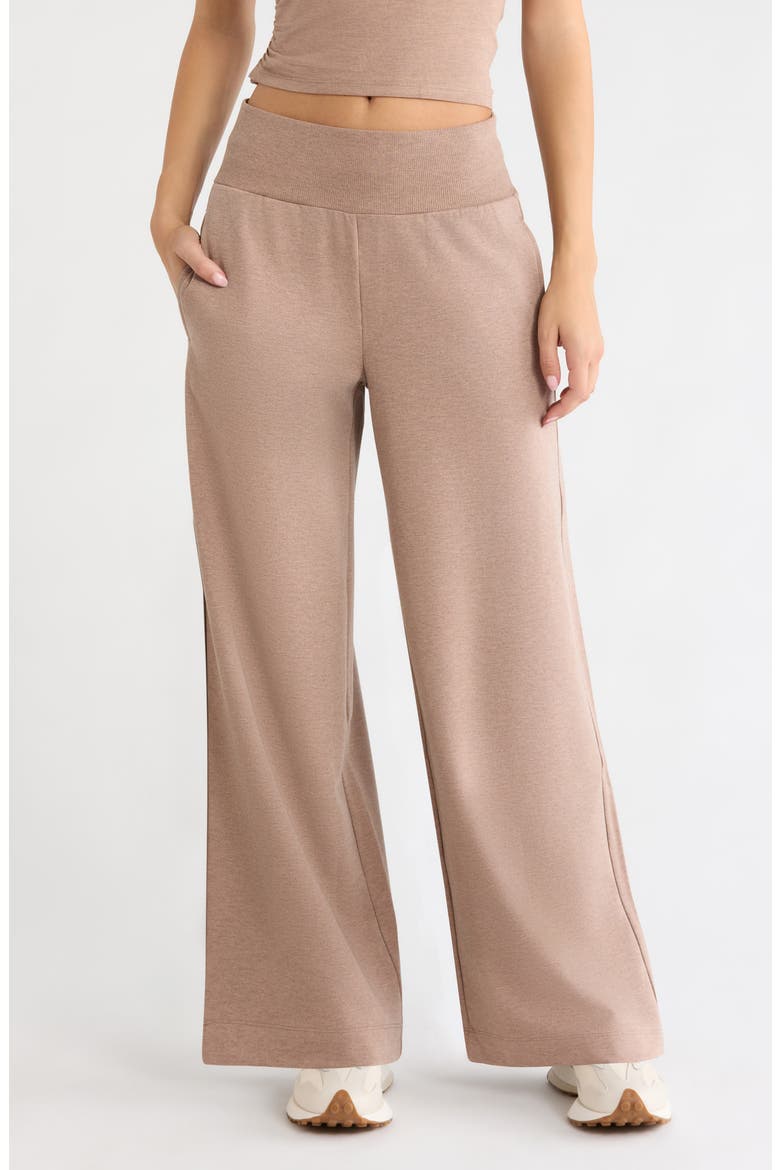 Cozy Fleece Wide Leg Pants, Main, color, HTR BROWNIE