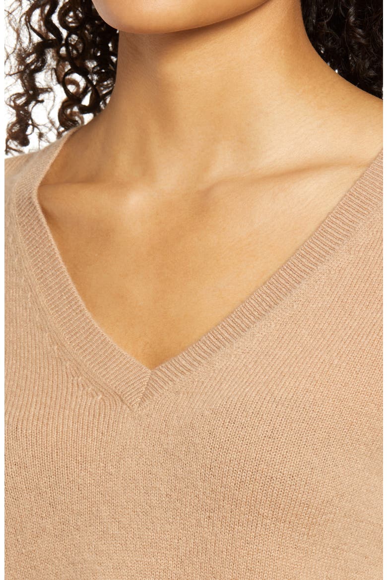 Cashmere Essential V-Neck Sweater, Alternate, color, CAMEL