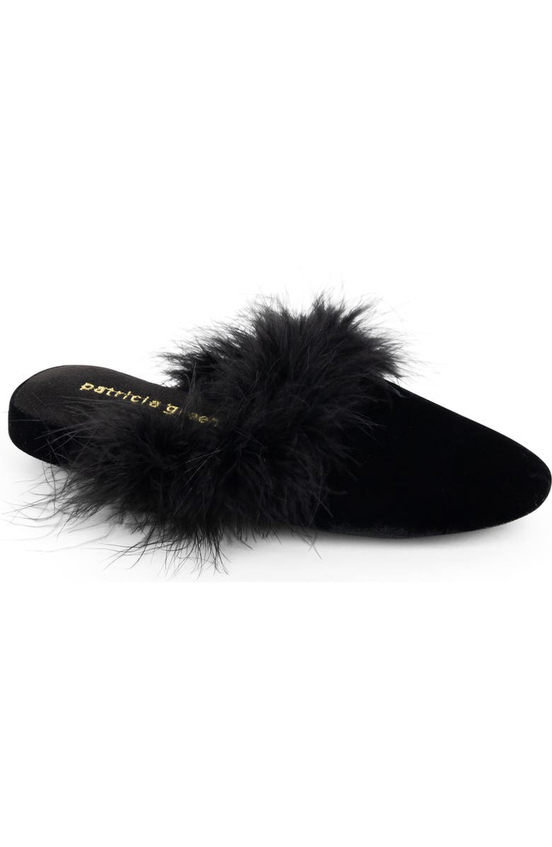 patricia green Party Feather Velvet Slipper, Main, color, Black