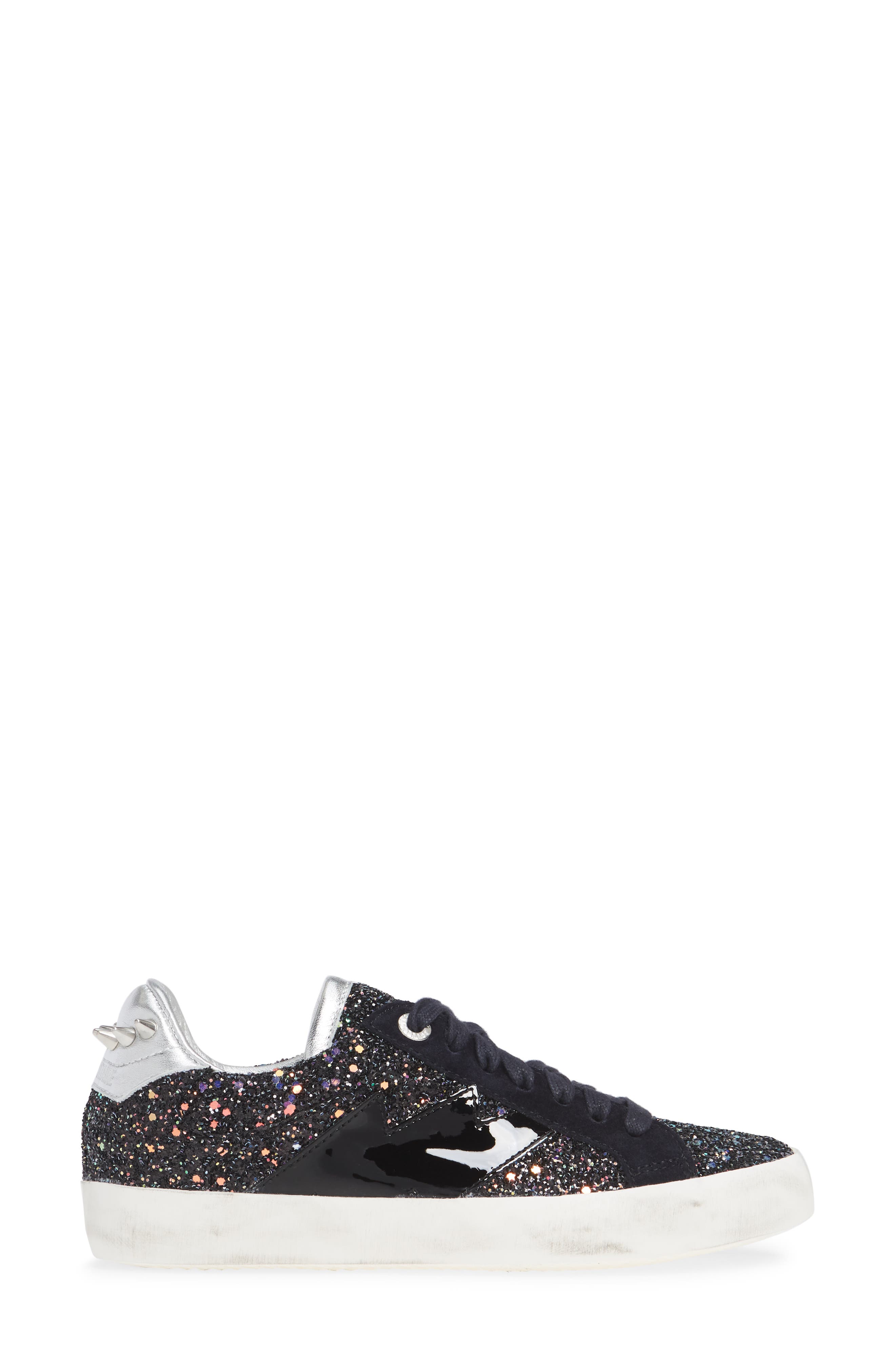 Zadig & Voltaire Used Glitter Lace-Up Sneaker, Alternate, color, 