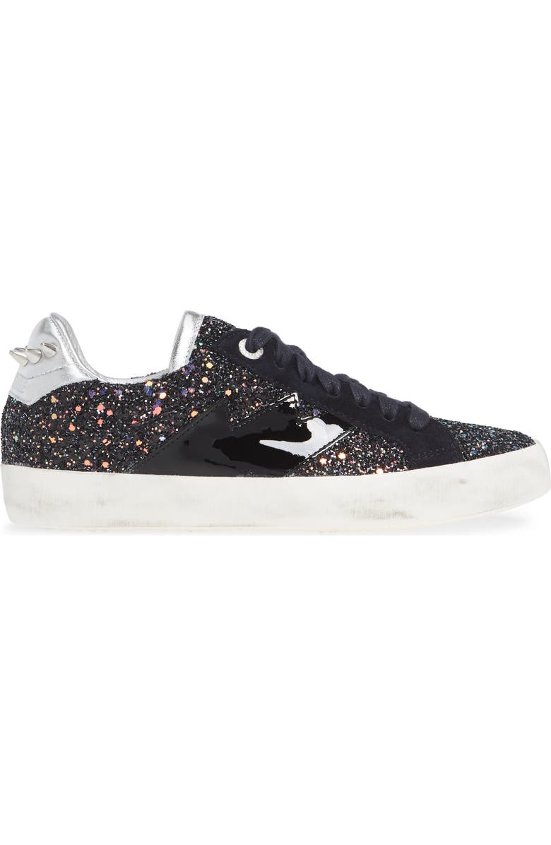 Zadig & Voltaire Used Glitter Lace-Up Sneaker, Alternate, color,