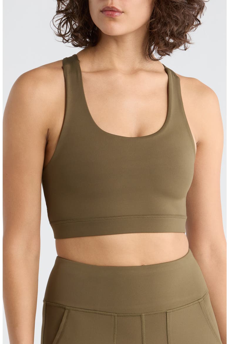 Adira Racerback Longline Sports Bra, Main, color, FORTRESS