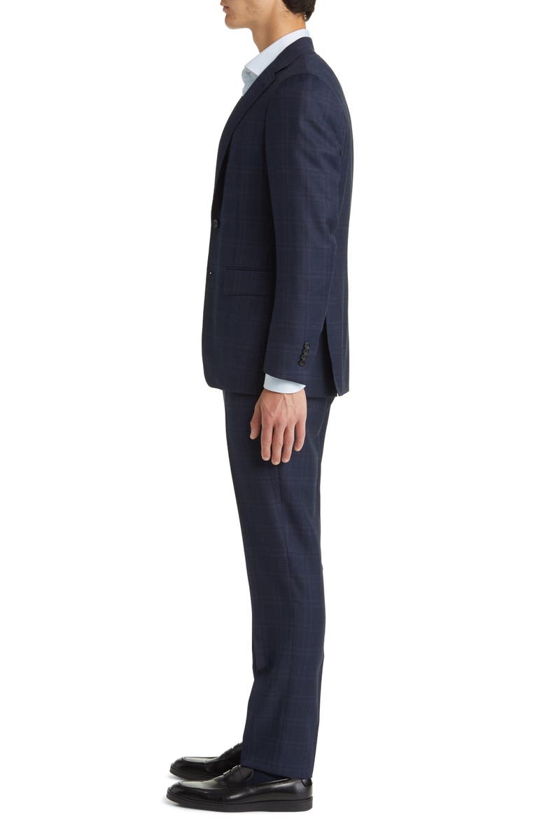 Canali Kei Trim Fit Dark Blue Plaid Wool Suit, Alternate, color,