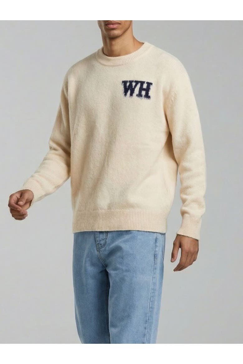 Crew Neck Logo Sweater, Main, color, Cream