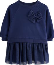NEXT Kids' Bow Appliqué Mixed Media Dress