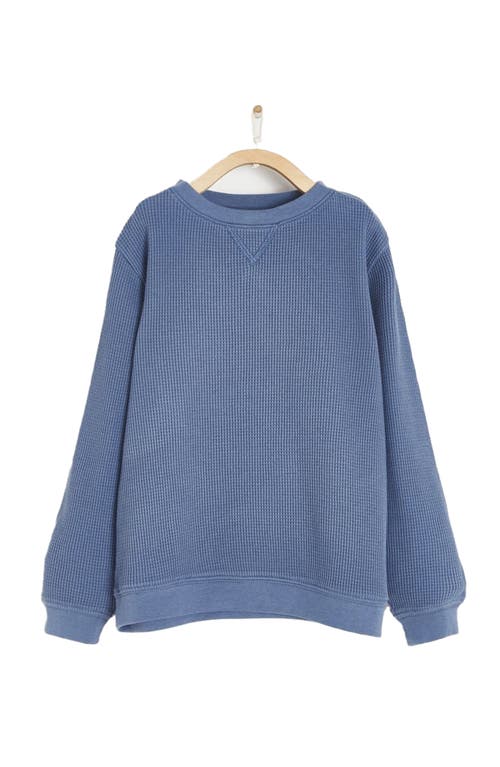 Babycottons Premium Cotton Waffle Round Neck Long Sleeve Top For Infant In Blue
