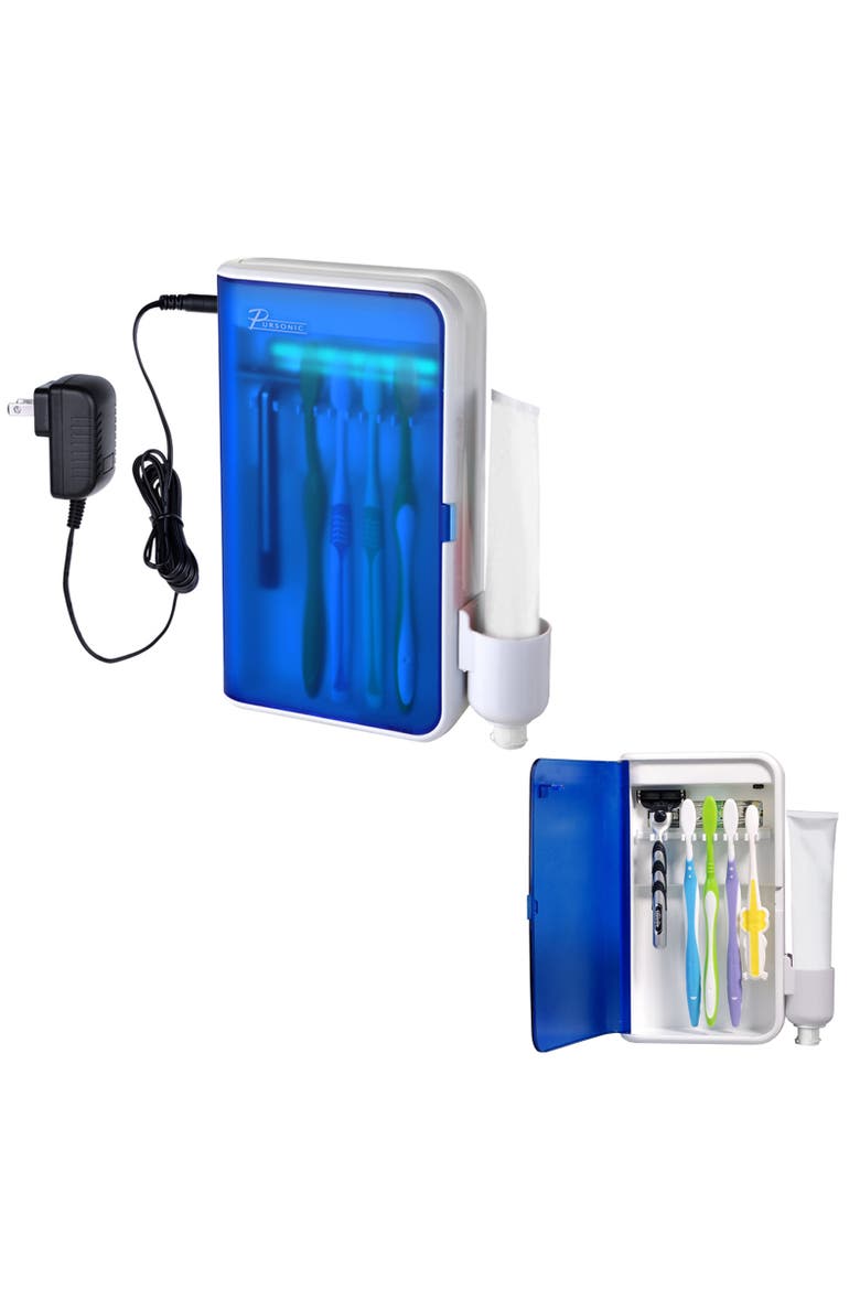 UV Toothbrush Sterilizer Cleaner w/ AC Adapter, Main, color, White