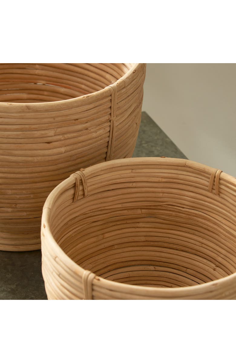 Napa Home & Garden Cane Rattan Decorative Footed Bowls Set of 2, Alternate, color, Brown