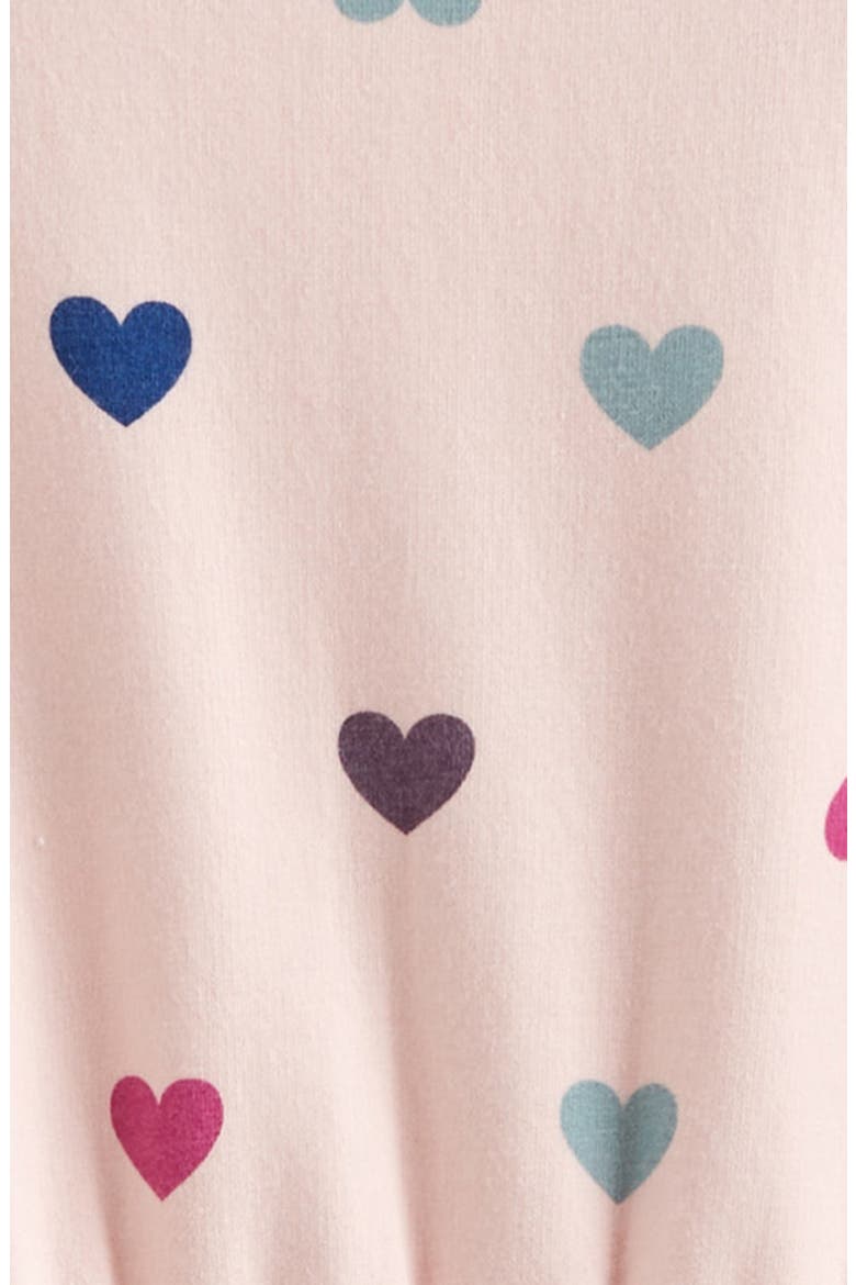 Print Fleece Romper, Alternate, color, PINK BALM FESTIVE HEARTS