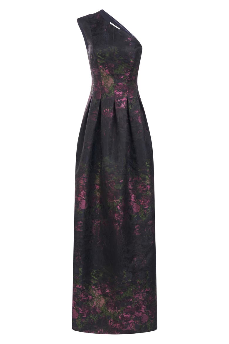 Cara One-Shoulder Gown, Alternate, color, DARK MIDNIGHT MULTI