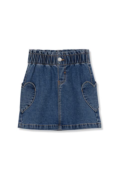 Girls Paperbag Denim Skirt