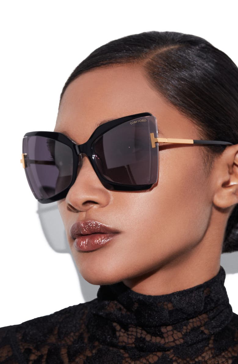 TOM FORD Gia 63mm Oversize Butterfly Sunglasses, Alternate, color,