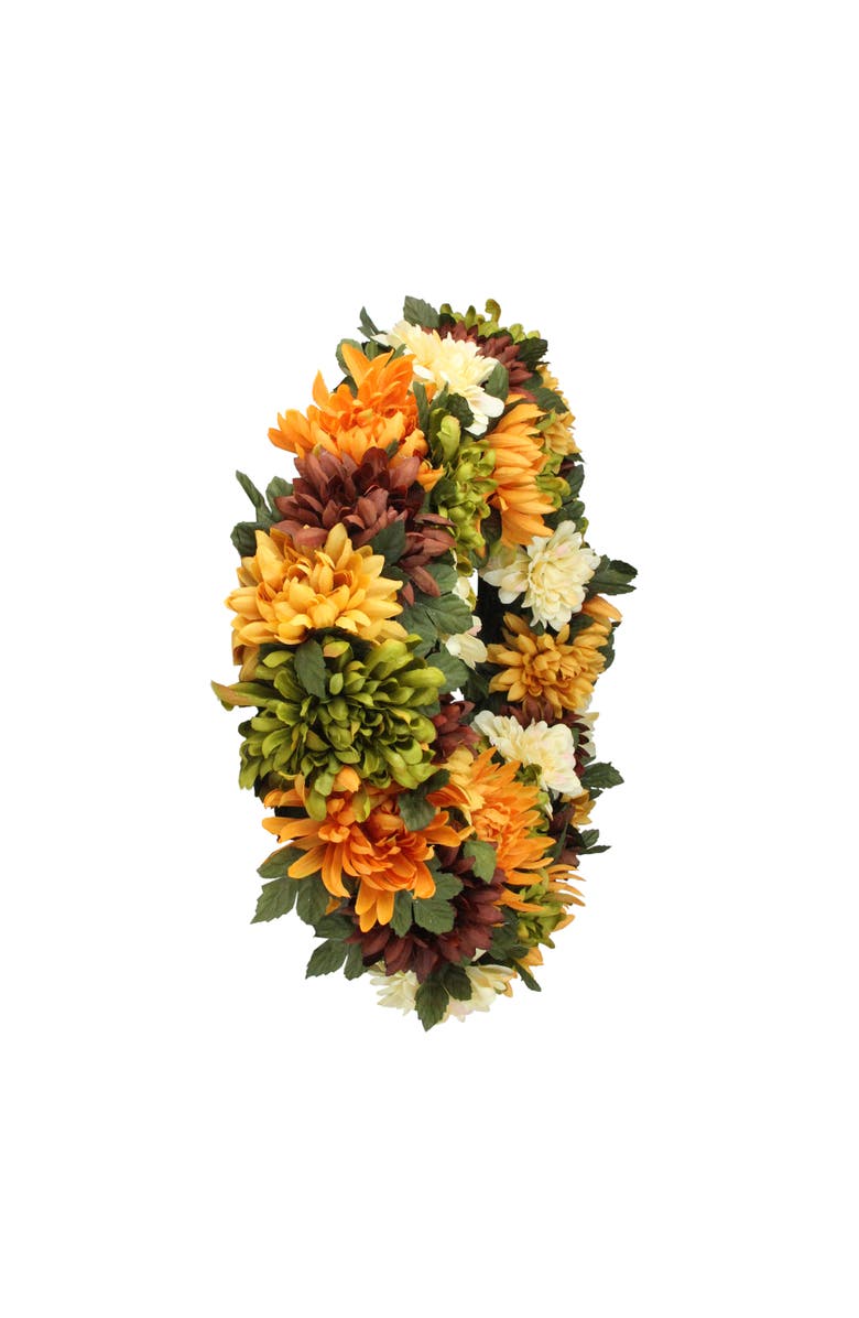 Northlight Floral Chrysanthemum Artificial Fall Harvest Wreath - 19.5", Alternate, color, Orange