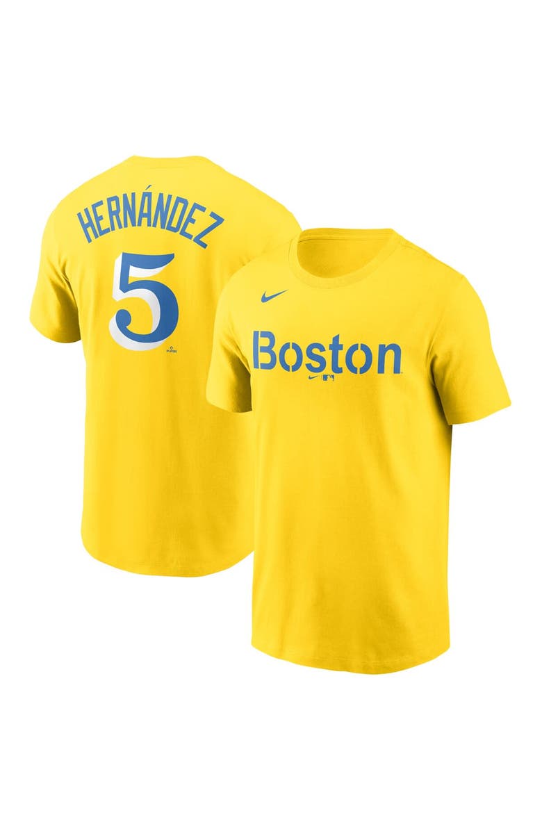 Nike Men's Nike Enrique Hernandez Gold Boston Red Sox City Connect Name & Number T-Shirt, Alternate, color, 