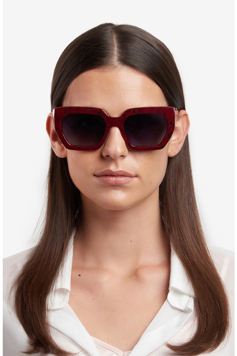 55mm Square Sunglasses, Alternate, color, MARBLE RED