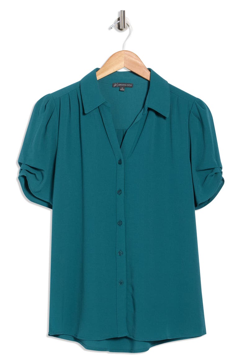 Puff Sleeve Button-Up Top, Main, color, OCEAN TIDE