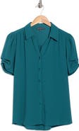 Adrianna Papell Puff Sleeve Button-Up Top