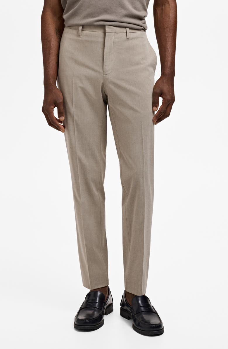 MANGO Super Slim Fit Stretch Suit Pants, Main, color, Sand