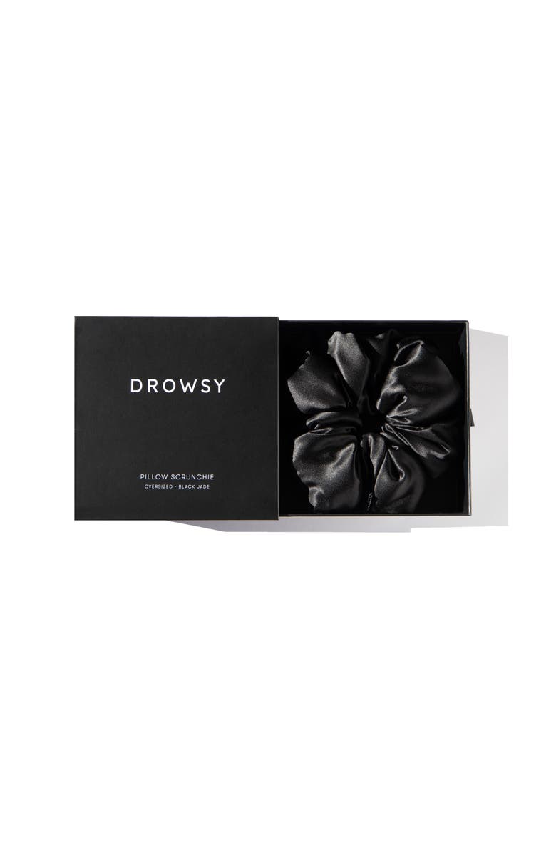 Drowsy Sleep Co. Silk Padded Scrunchie, Alternate, color, Black Jade
