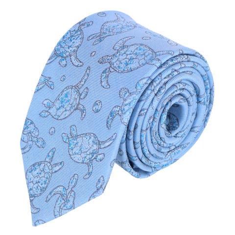 Morla The Wise Sea Turtle Linen Blend Novelty Necktie